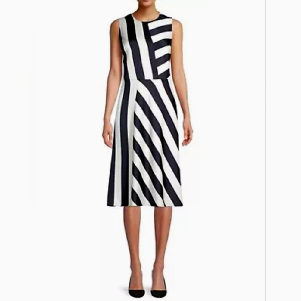 HUGO BOSS Dalta Bold Contrast Striped Sheath Dress sz 12